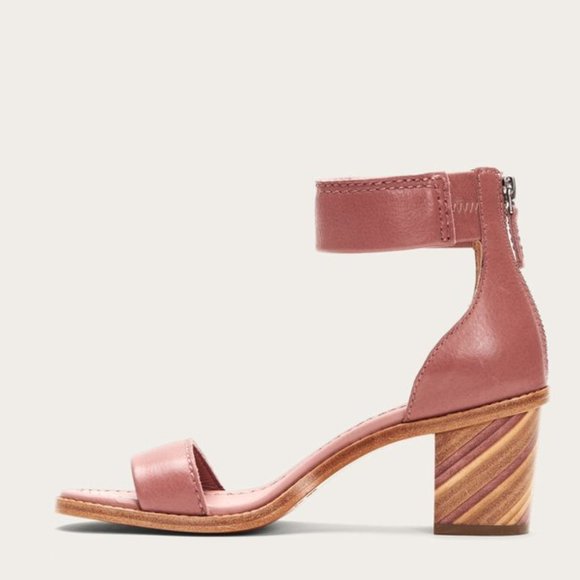 Frye Mauve Pink Brielle Zip Cute Block Ankle Heels - Picture 3 of 9